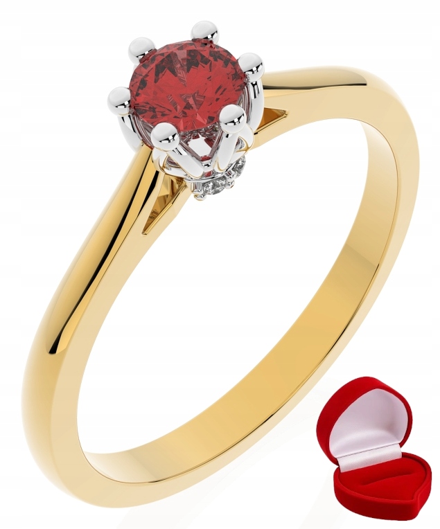 Zlatý Prstýnek 585 14k Rubín 0,19 ct Krabička R8
