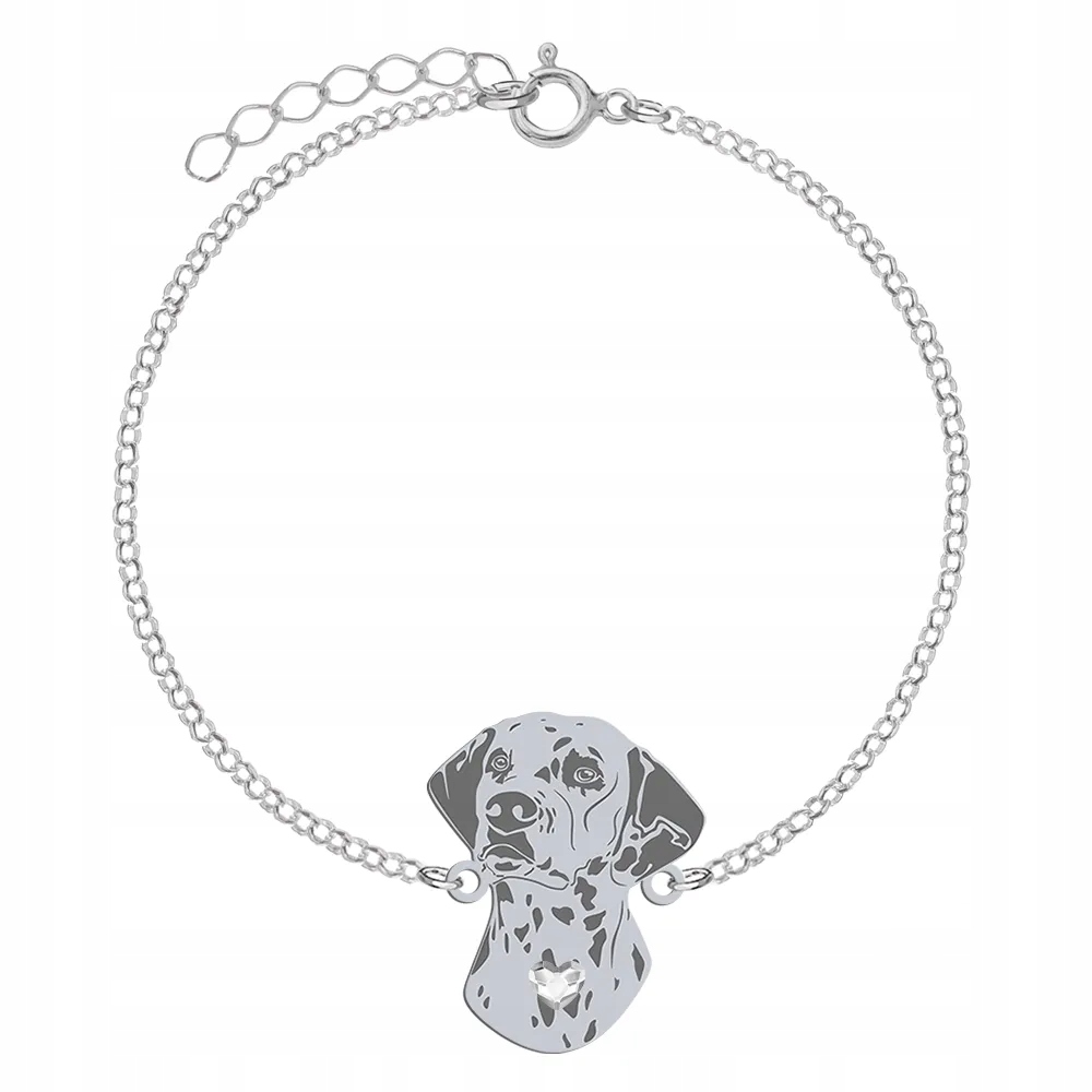 Stříbrný náramek s Dalmatin 925 Šperky Dárek Gravírování Bonus