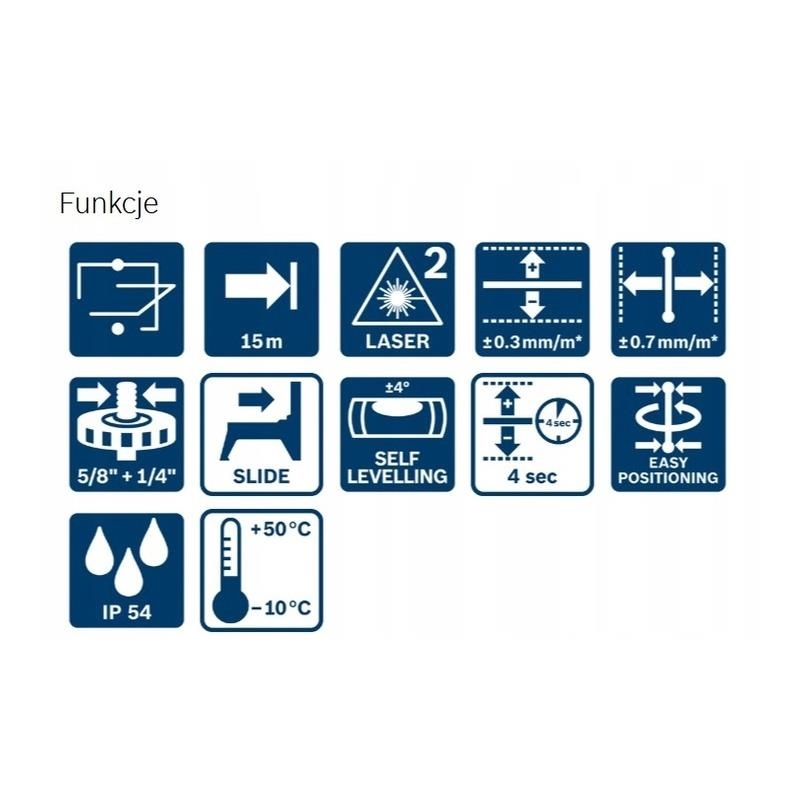 Laser krzyżowy BOSCH GCL 2-15 PROFESIONAL Kolor lasera czerwony