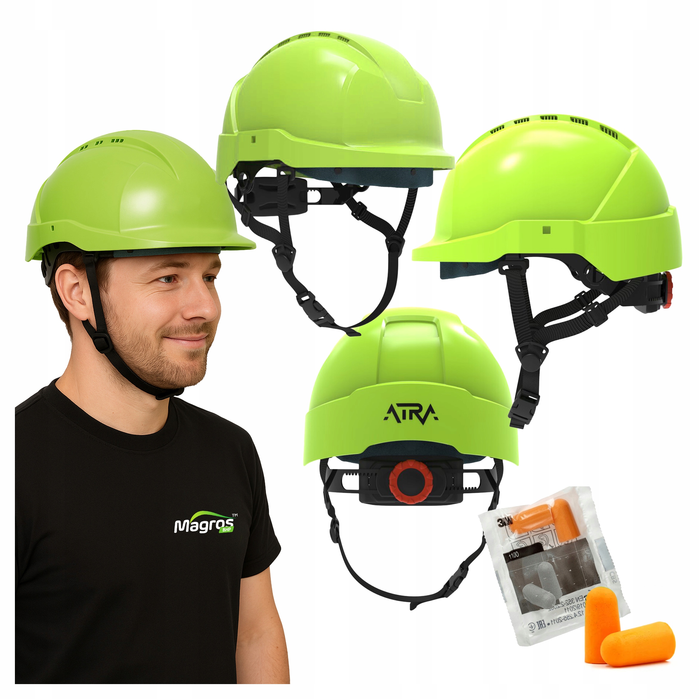 Ochranná přilba Stavební ventilační přilba Bozp Hi-Vis žlutá Protekt Atra 10V