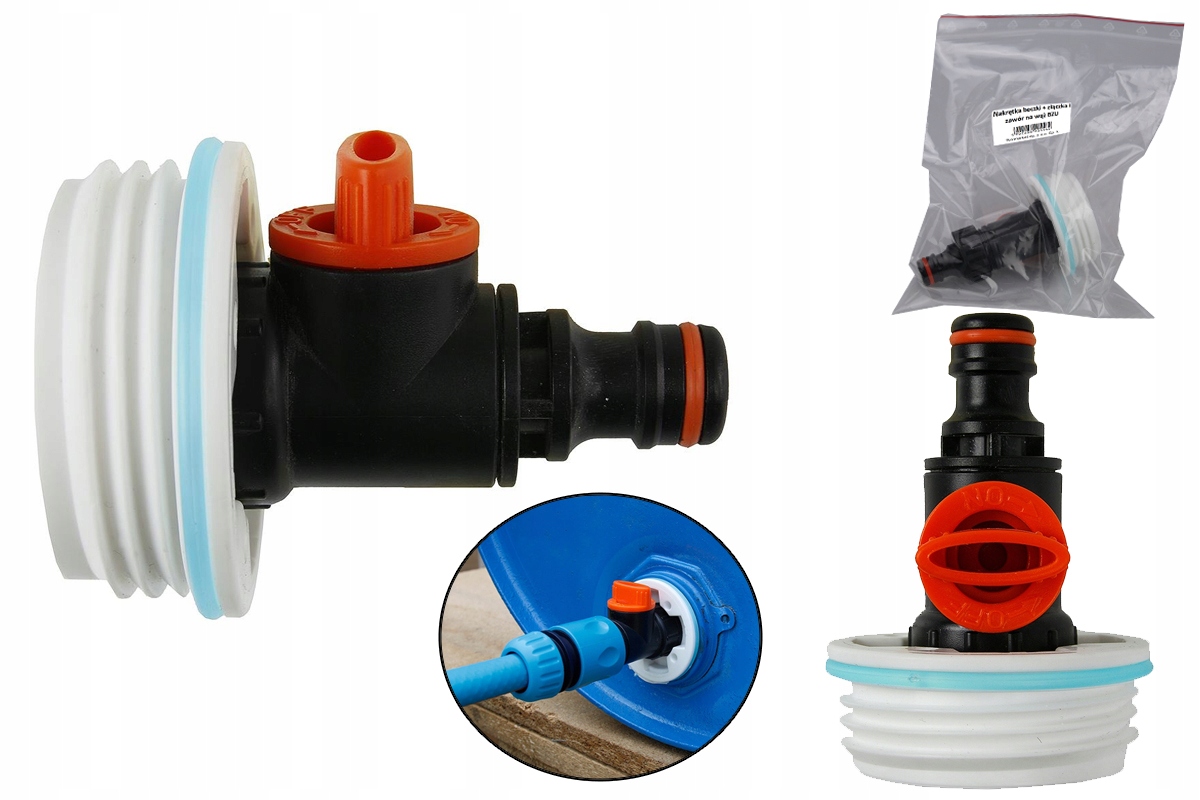 

Zawór Złączka Na Wąż+korek adapter Beczka 200L Ibc