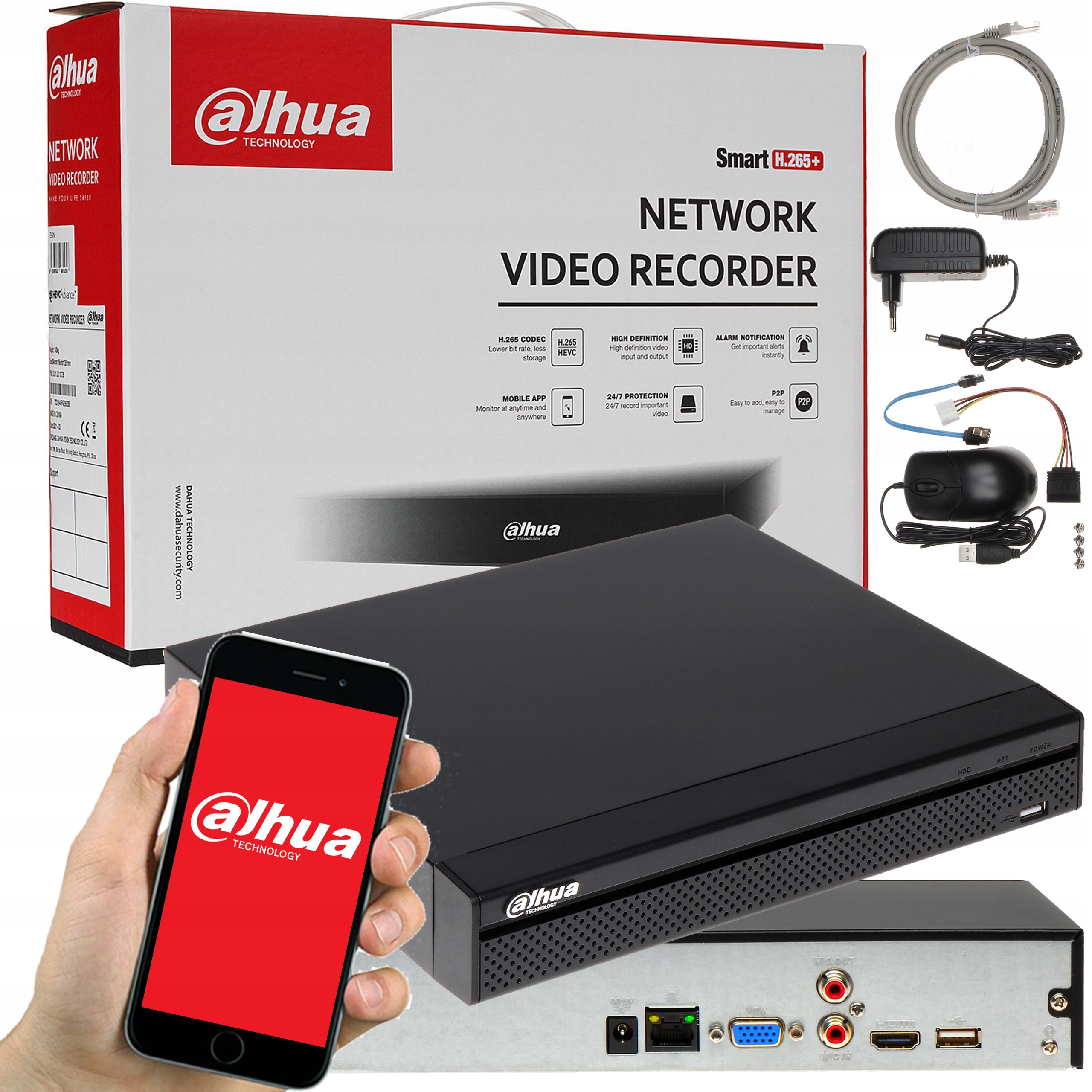 REJESTRATOR CYFROWY IP DAHUA NA 8 KAMER APLIKACJA NVR4108HS-4KS2/L