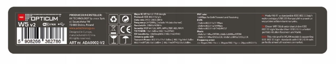 Tuner DVB-C, DVB-S, DVB-S2, DVB-T, DVB-T2 Opticum W5 v2 Kolor czarny