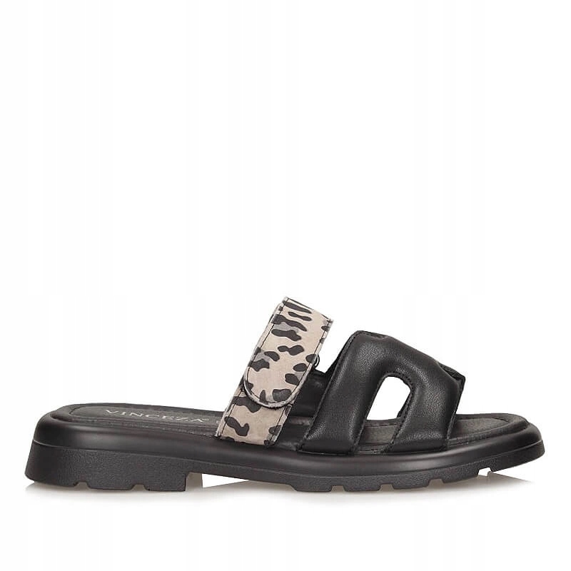 Stylové dámské kožené nazouváky Vinceza 66769 Bk panterka