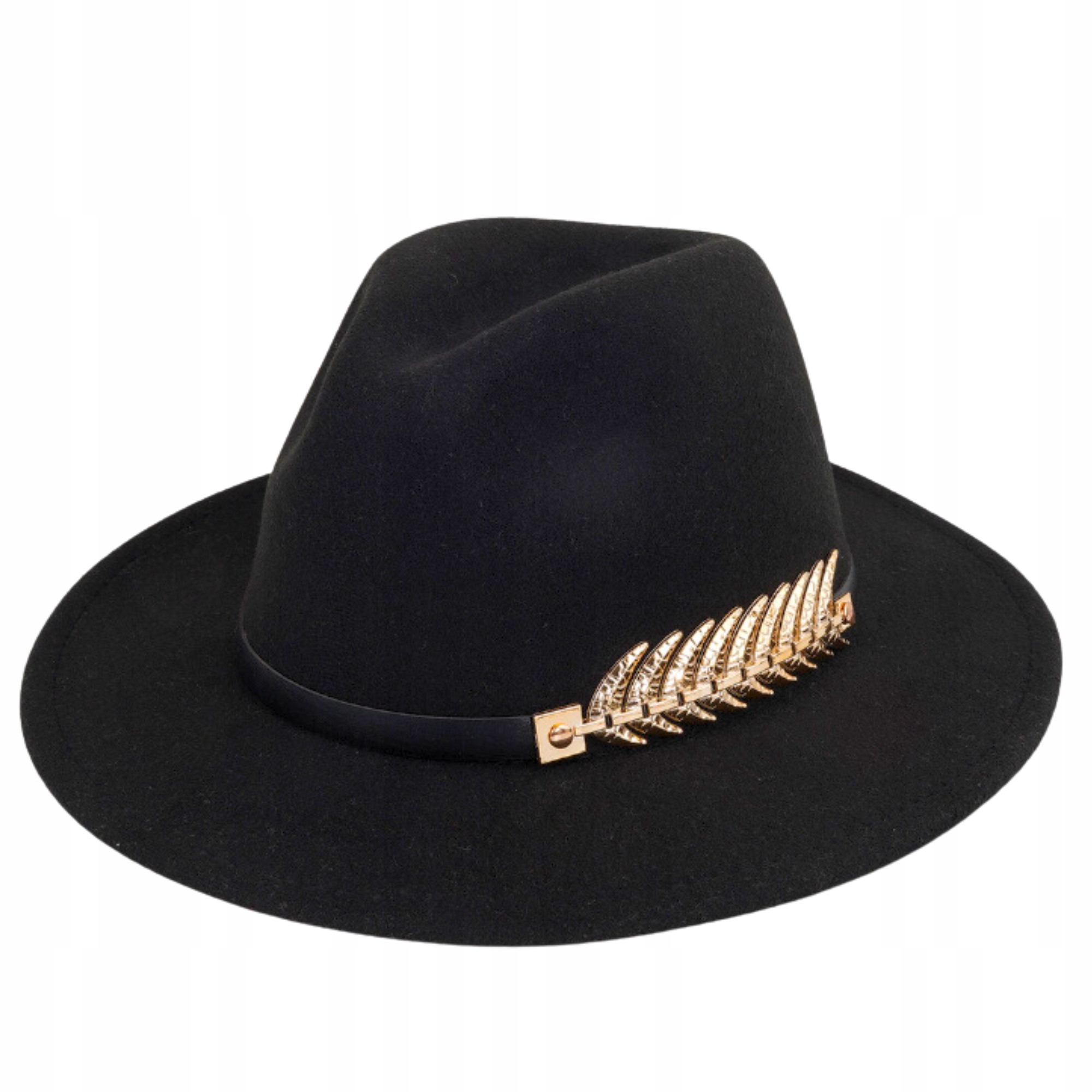 KAPELUSZ CZARNY KLASYKA ELEGANCKI KLASYCZNY JESIENNY ZIMOWY CIEPŁY