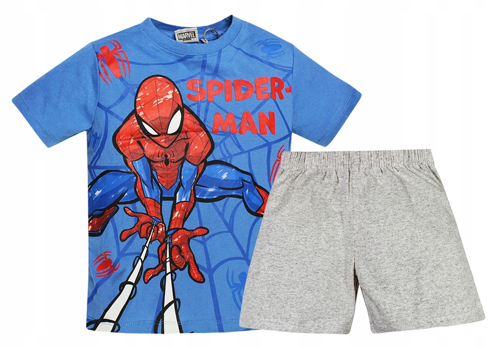SPIDERMAN MARVEL PIŻAMA CHŁOPIĘCA SPODENKI T-SHIRT KOMPLET EKO BIO 116