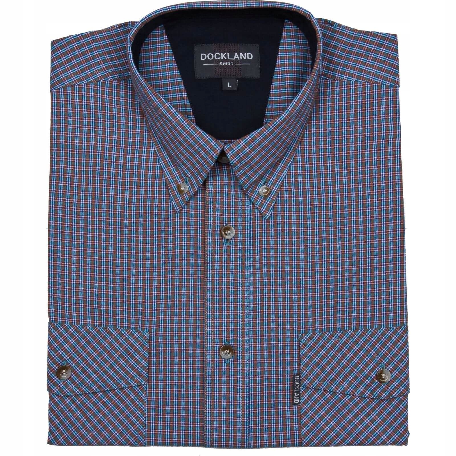 Koszula Męska Bawełniana Dwie Kieszenie Krótki Rękaw Dockland M_klatka_110