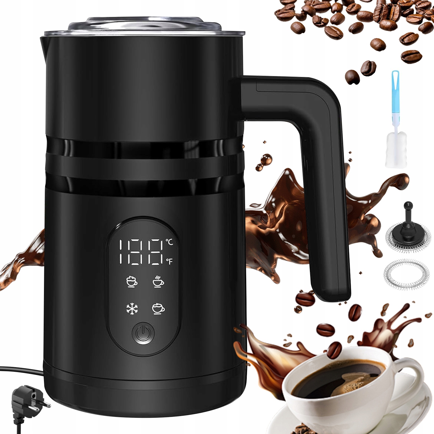 Indukční Napěňovač Mléka 5V1 350 ML Horká/studená Pěna 400 W Černá