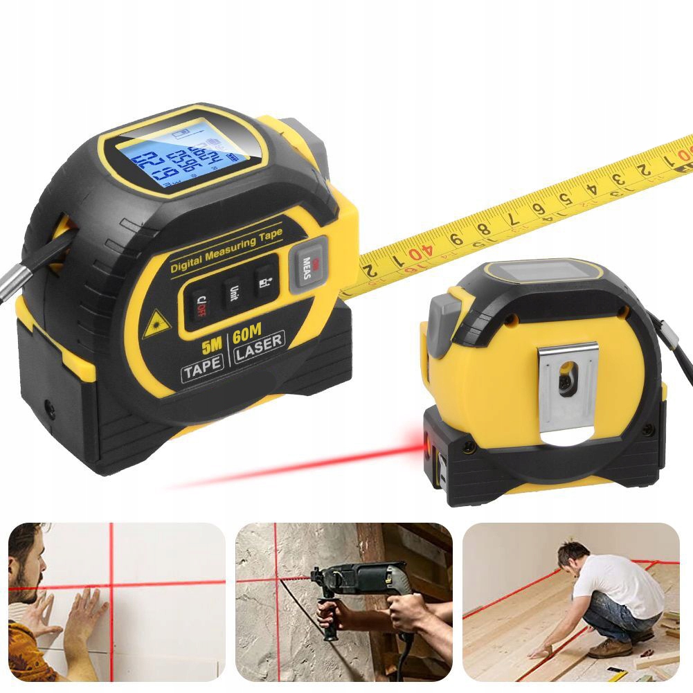 Dálkoměr Měřicí Páska Laserový Bodový Indikátor 3V1 LCD displejem