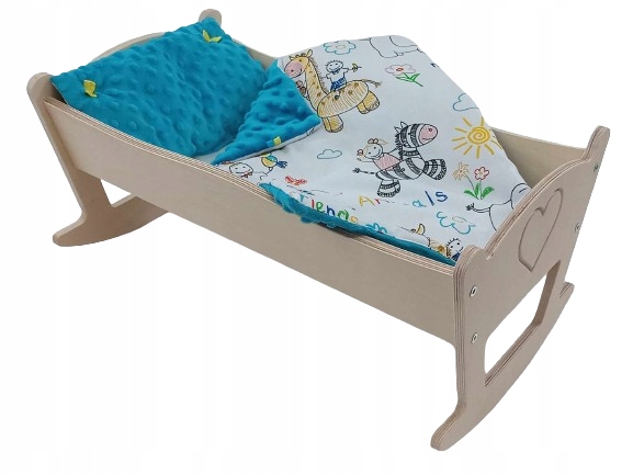 KOŁYSKA DLA LALEK GRAWEROWANA Z POŚCIELĄ