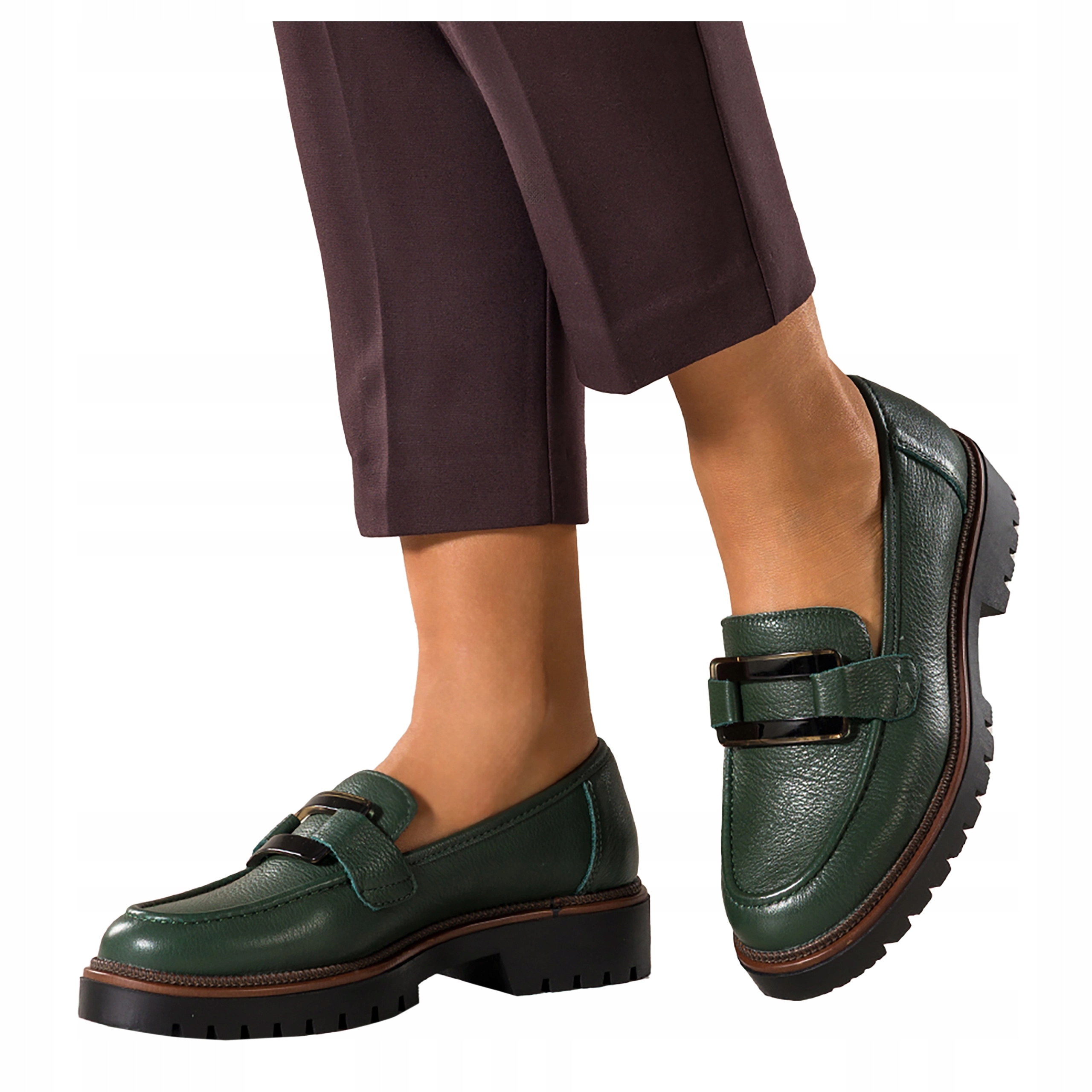 Polobotky Mokasíny Dámské Kožené Zelené Pohodlné Nazouvací Elegantní vel 39