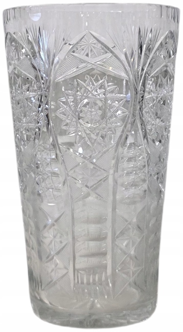 DUŻY KRYSZTAŁOWY WAZON SZKŁO ZDOBIONE PRL