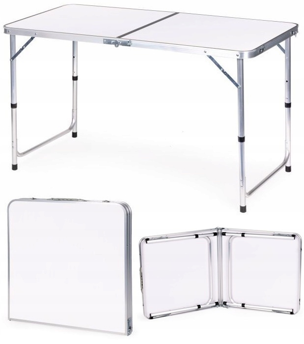 STOLIK TURYSTYCZNY SKŁADANY STÓŁ KEMPINGOWY PIKNIKOWY 120X60CM BIAŁY