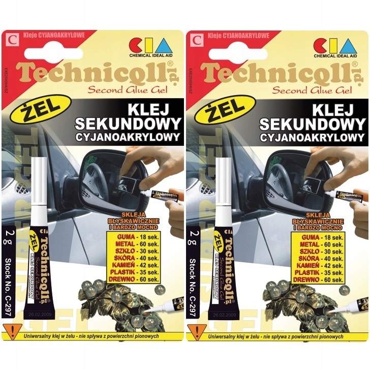 Klej błyskwiczny żel szybki mocny nie spływa do plastików metali Technicqll