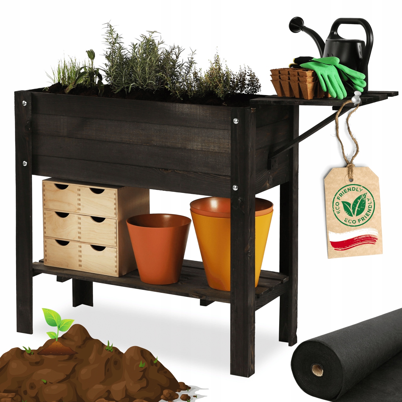 Kvetináč na nohách balkón herbárium bylinkový box 80x37 Eko 2 police