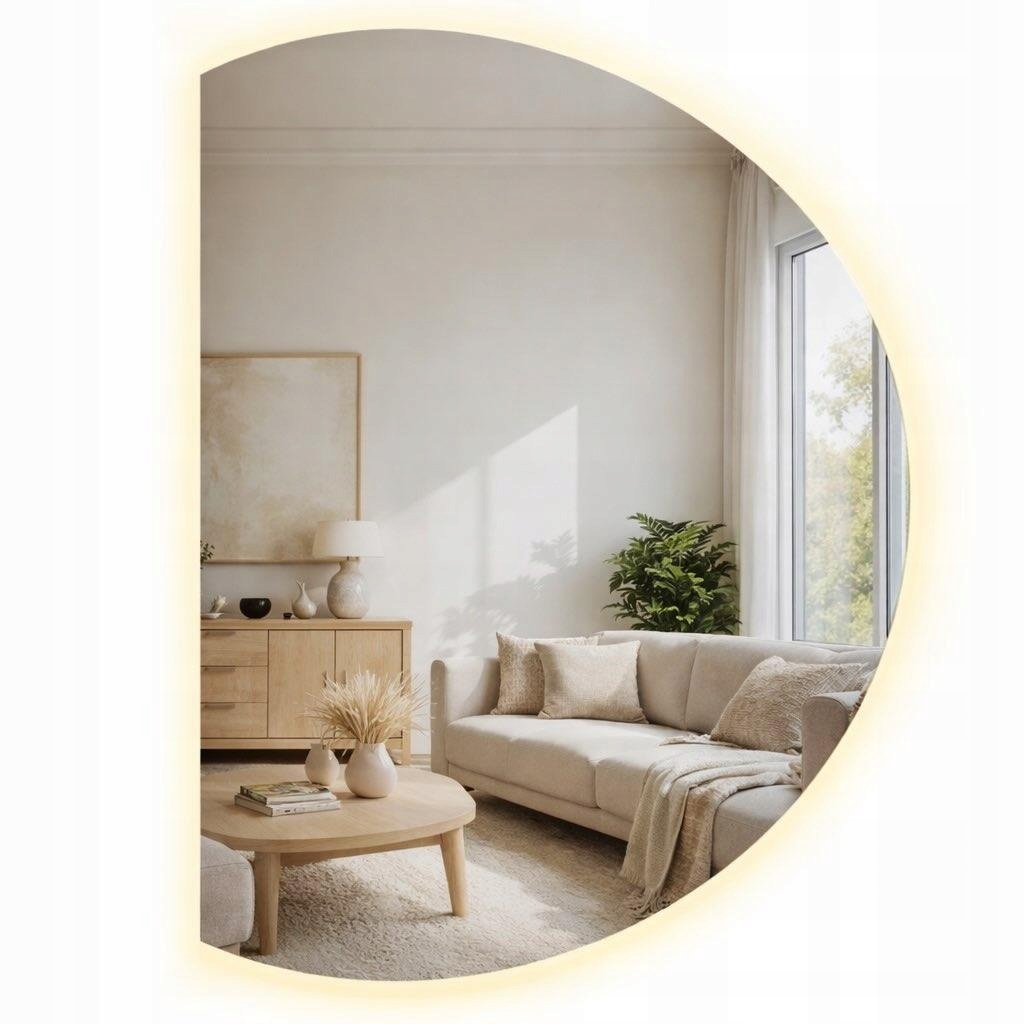 Okrúhle Led Zrkadlo S Rezanou Stranou 70 cm Led Podsvietené Zrkadlo