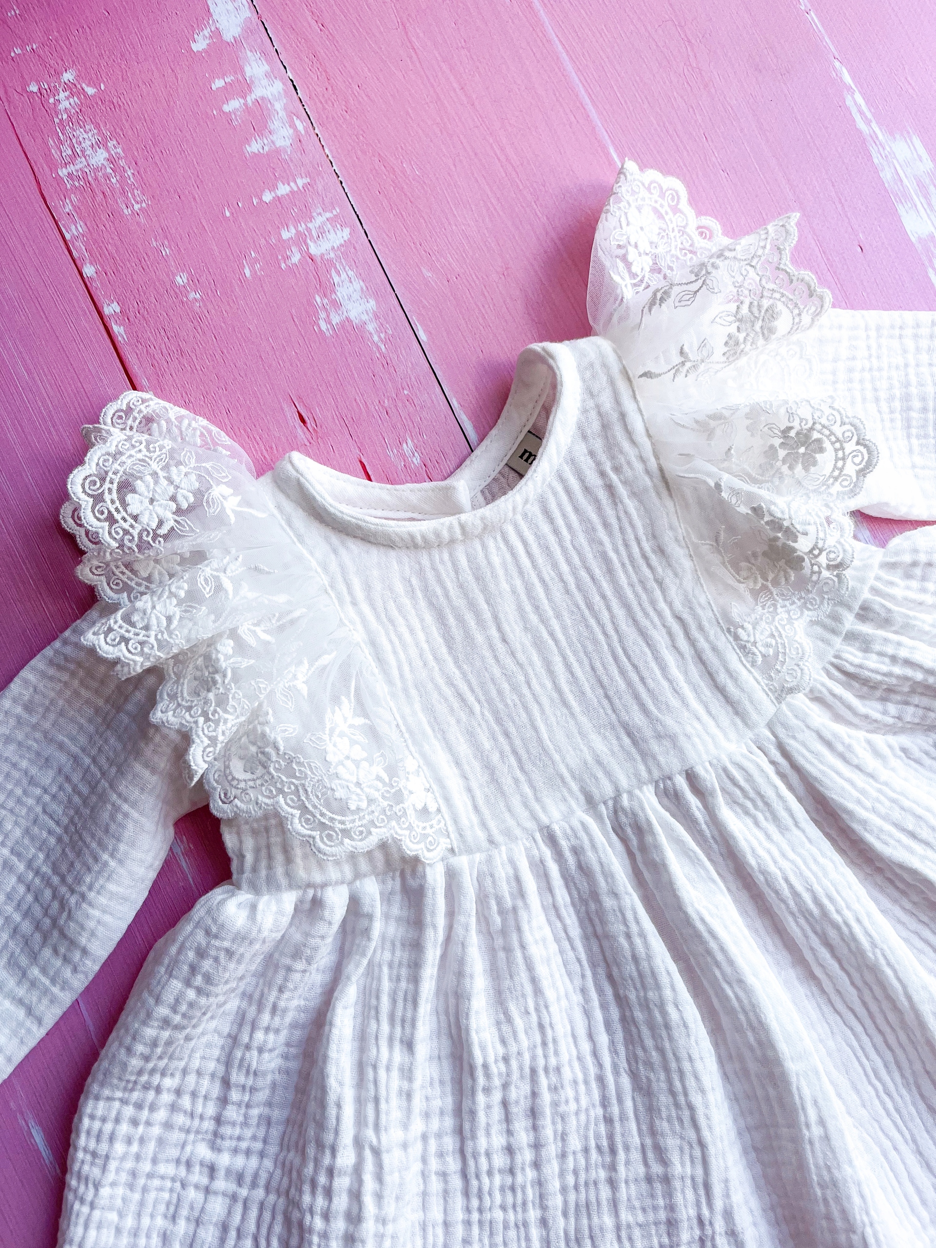 Sukienka do Chrztu Na Chrzest 74 muślin Handmade