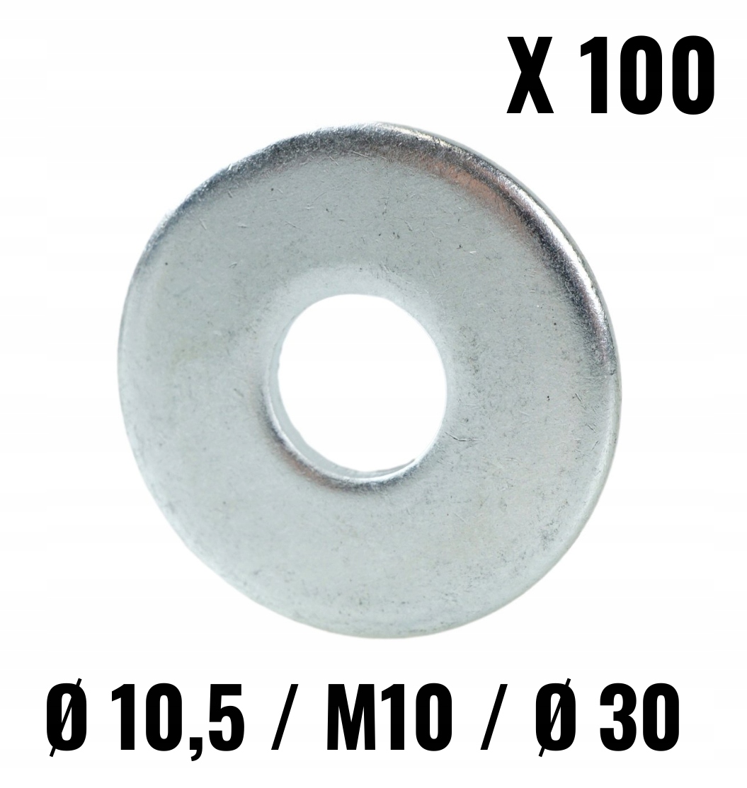 

100x Podkładka Din 9021 płaska stalowa M10 meblowa