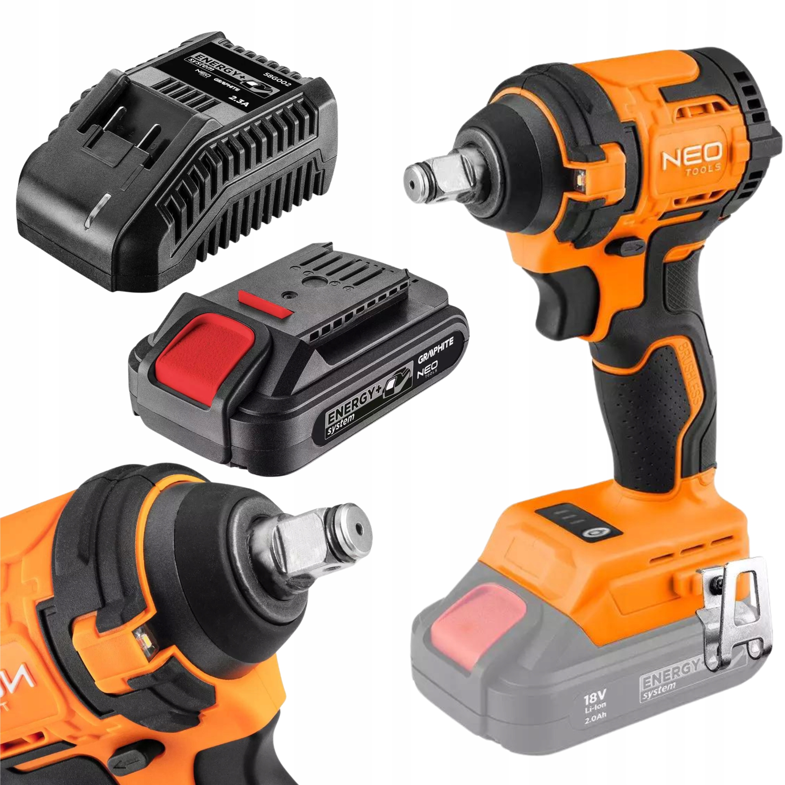 Neo Úderový klíč Aku Bezkartáčový 350Nm 1/2" Akumulátor 2Ah Nabíječka