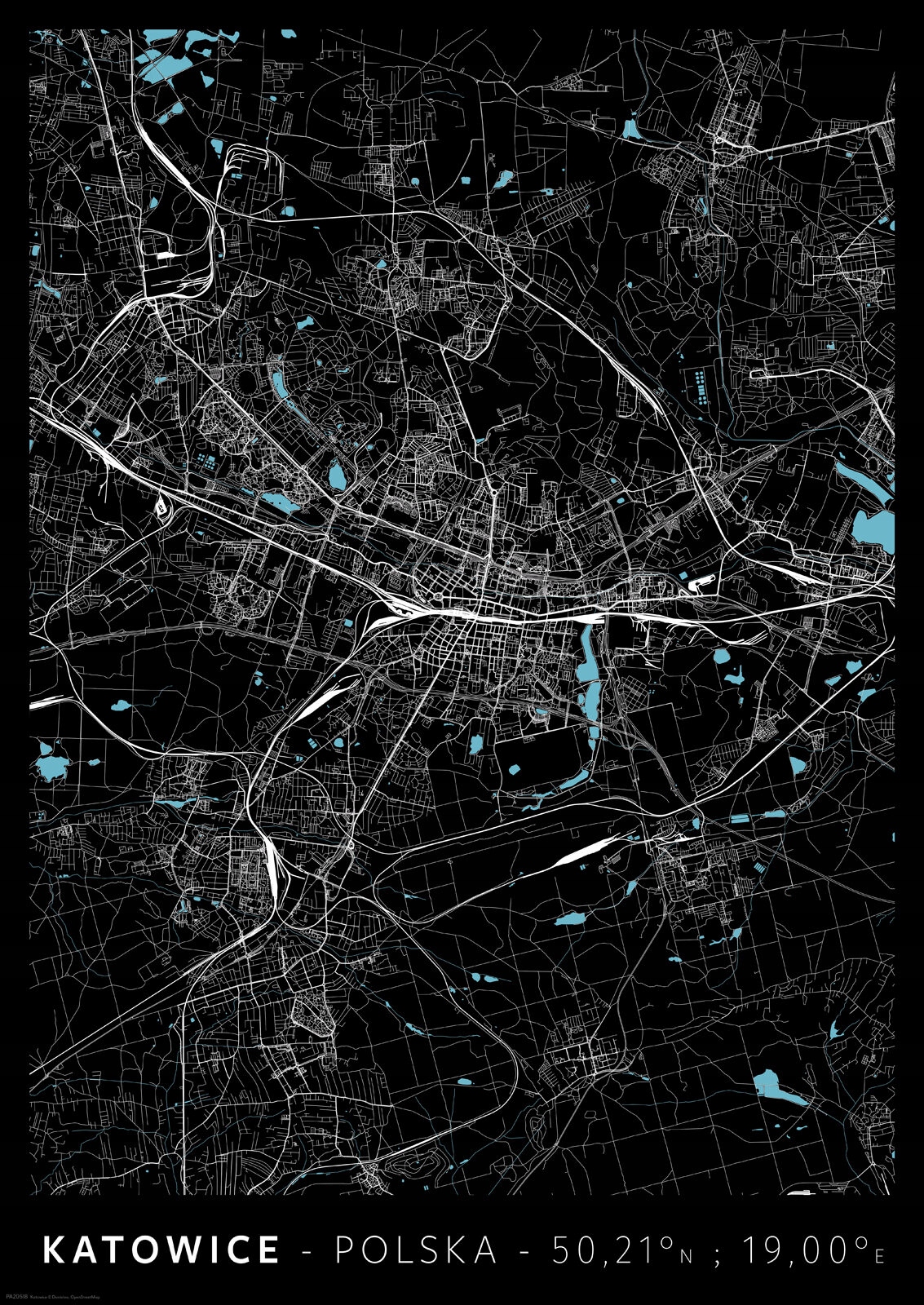 

Katowice Mapa Miasta plakat A2 42x59,4 cm
