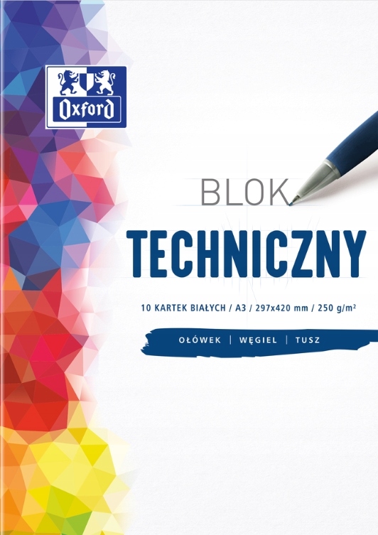 

Blok techniczny A3 biały 10 arkuszy 250g Oxford