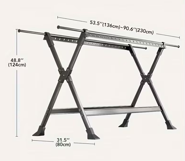 Levně Joybos skládací sušák 2-úrovňová ocelová 135 – 230 cm, větruodolná