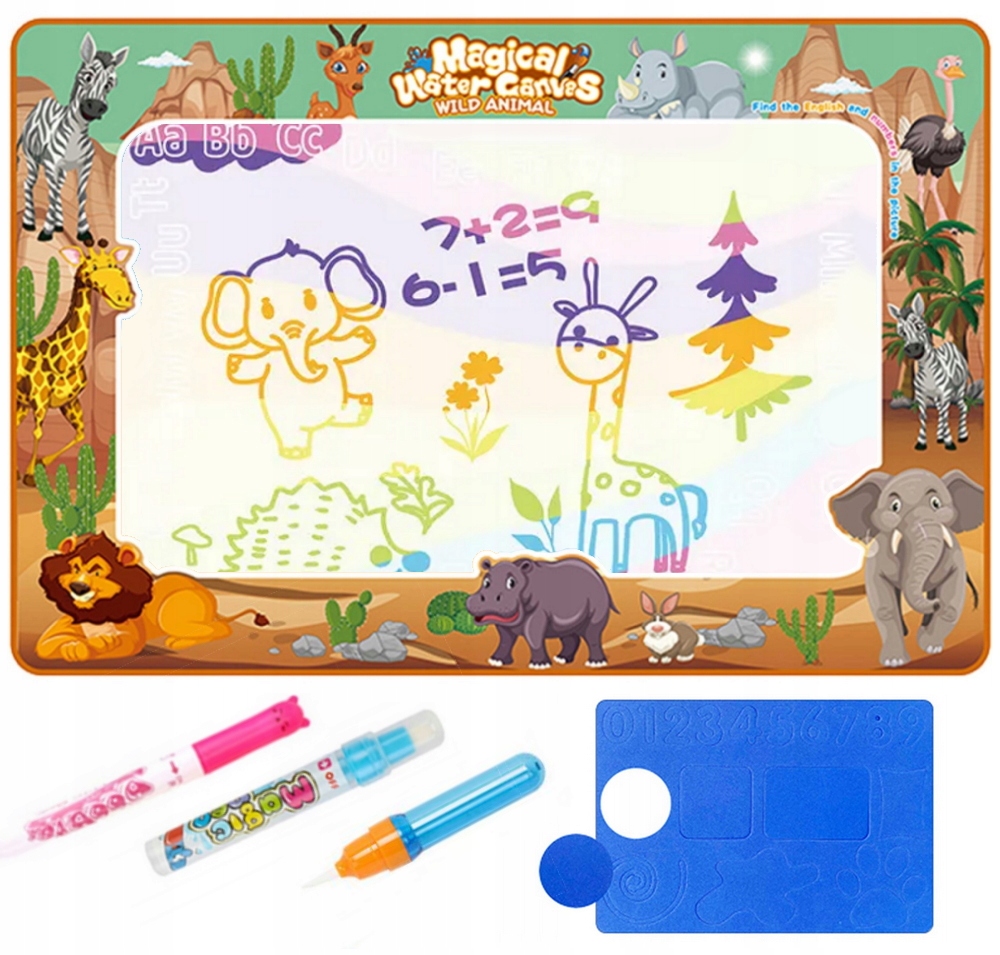 MATA WODNA DO RYSOWANIA MALOWANIA SAFARI + PISAKI