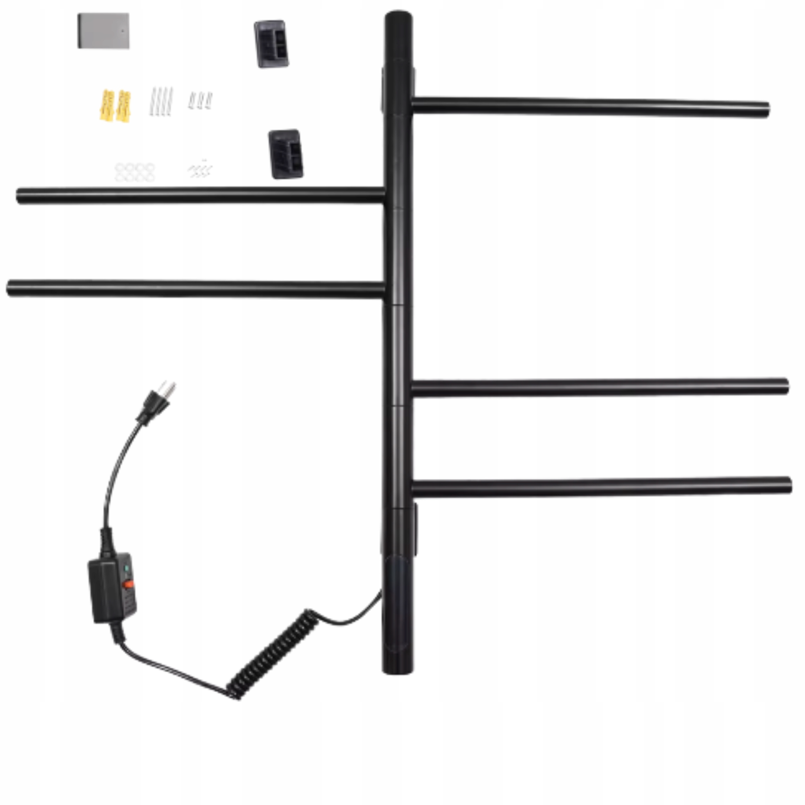 Koupelnový radiátor Elektrický Otočný Termostat Kalorifer Žebřík Čern