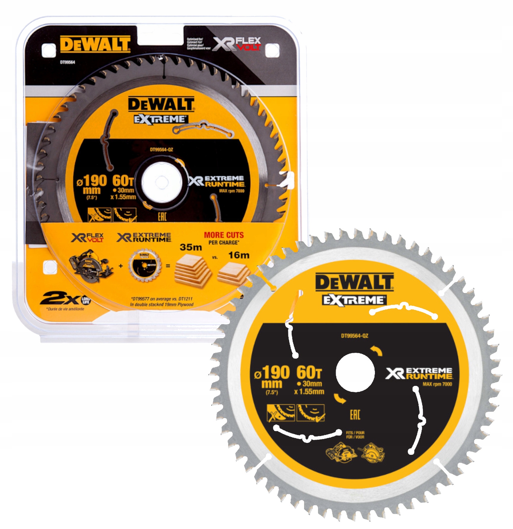 DeWALT Tarcza do pilarki Xr Extreme Runtime 190 mm 30 mm 60T DT99564