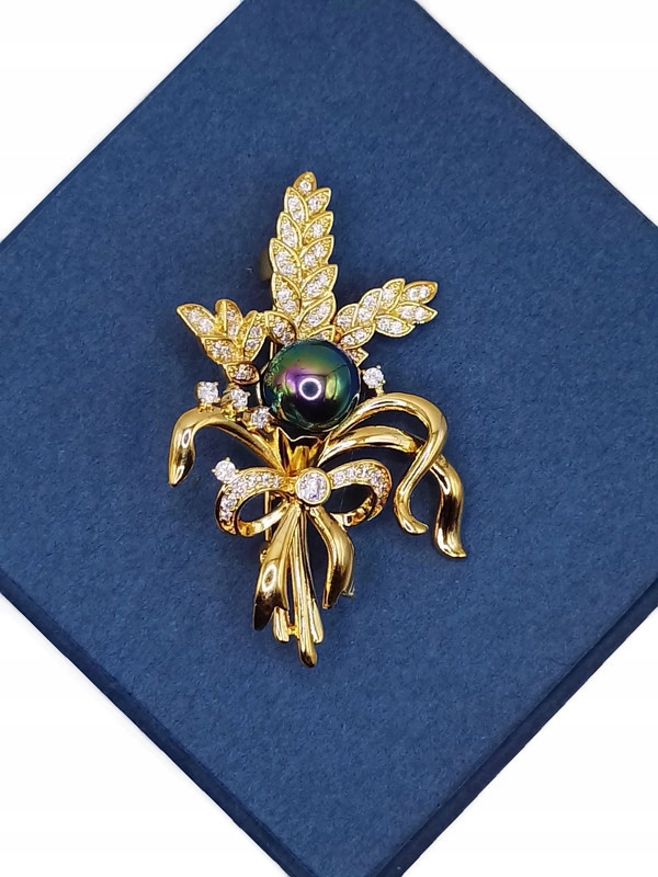 Luxusní Brož Přívěsek Kytice S Mastličkou Mašle Z 18K Zlata V Dárek Krabička