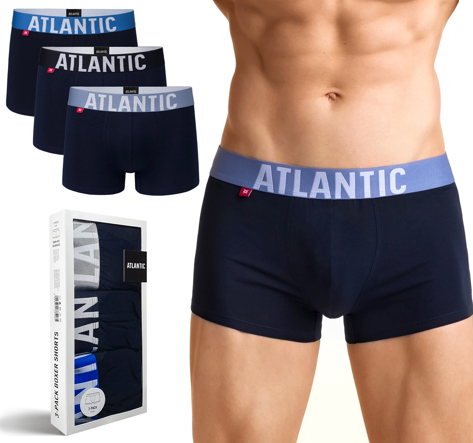 

Bokserki męskie Atlantic 3SMH-003-GR 3 Pary - XXL