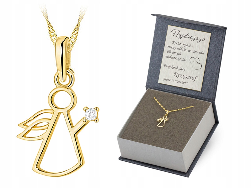 Zlatý Komplet Řetízek s Andílkem pr 585 Křest