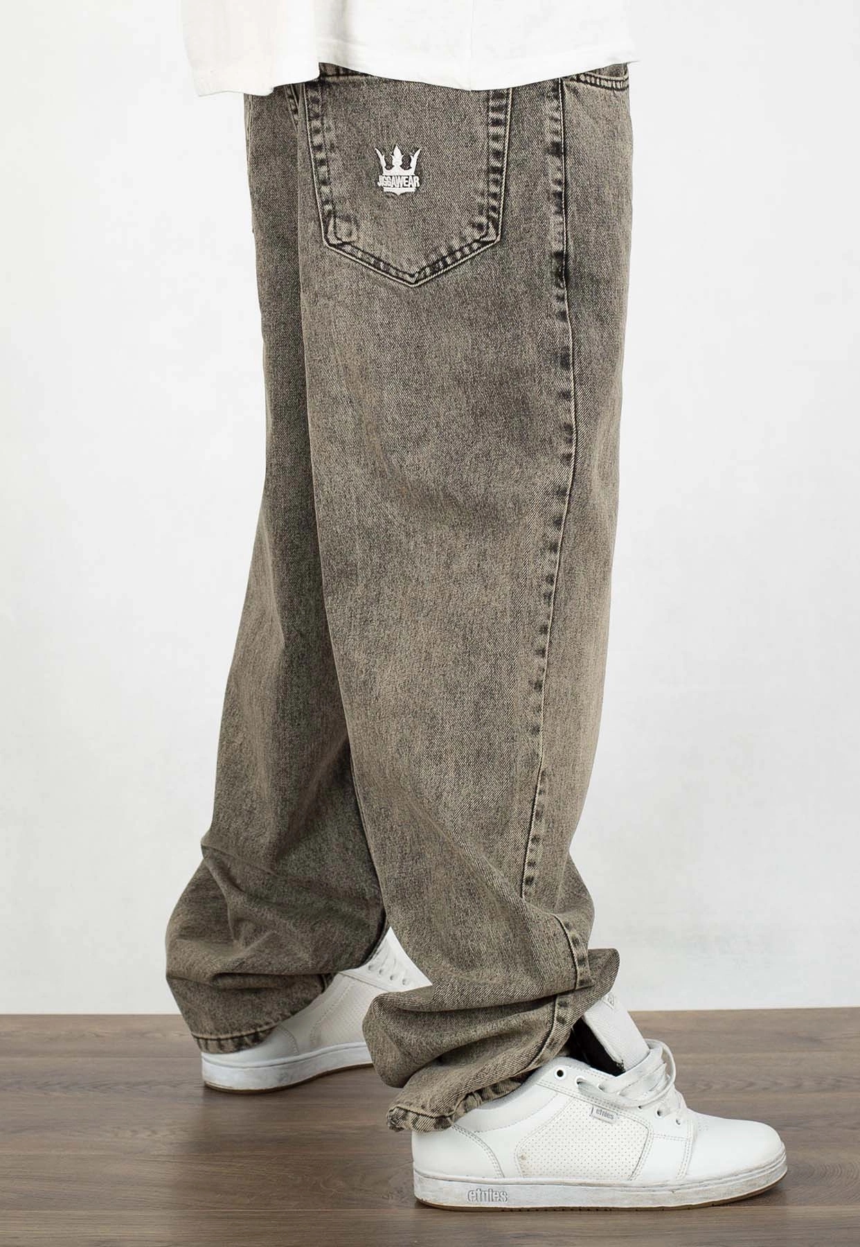Kalhoty Jigga Wear Baggy Jeans Crown šedohnědé