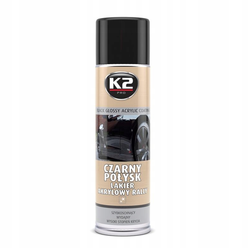 K2 lakier połysk akrylowy czarny połysk spra 500ml