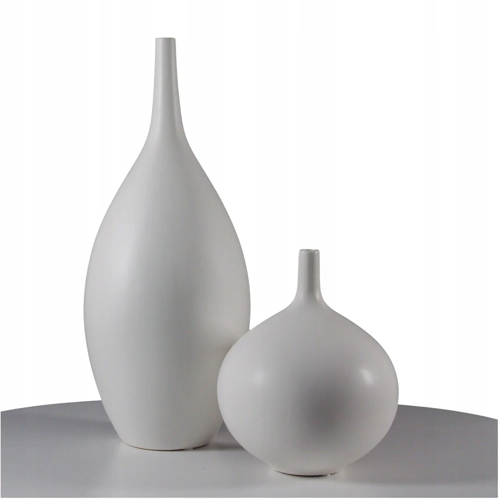 Zestaw Wazonów Ceramicznych Dekoracyjnych Białych Prosty Nowoczesny Design