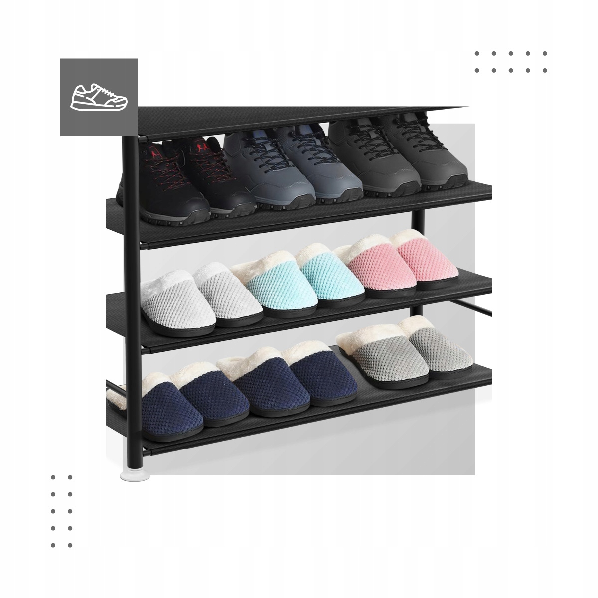 WIESZAK STOJĄCY NA UBRANIA BUTY STOJAK SZAFA METAL Kolor haczyków czarny