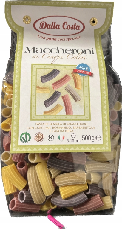 Levně 4x Těstoviny Maccheroni 5 barev 500 g Dalla Costa