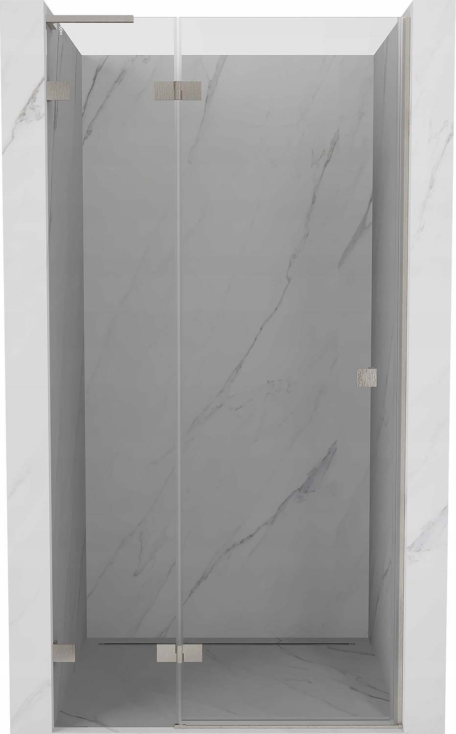 Mexen Lunar L levé sprchové dveře 115 cm, kartáčovaný nikl, 8mm sklo