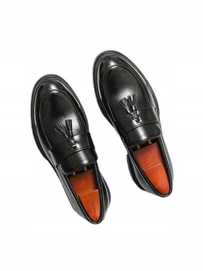 Shein Černé Pánské Mokasíny Z Přírodní Kůže S Třásněmi 46 1JD