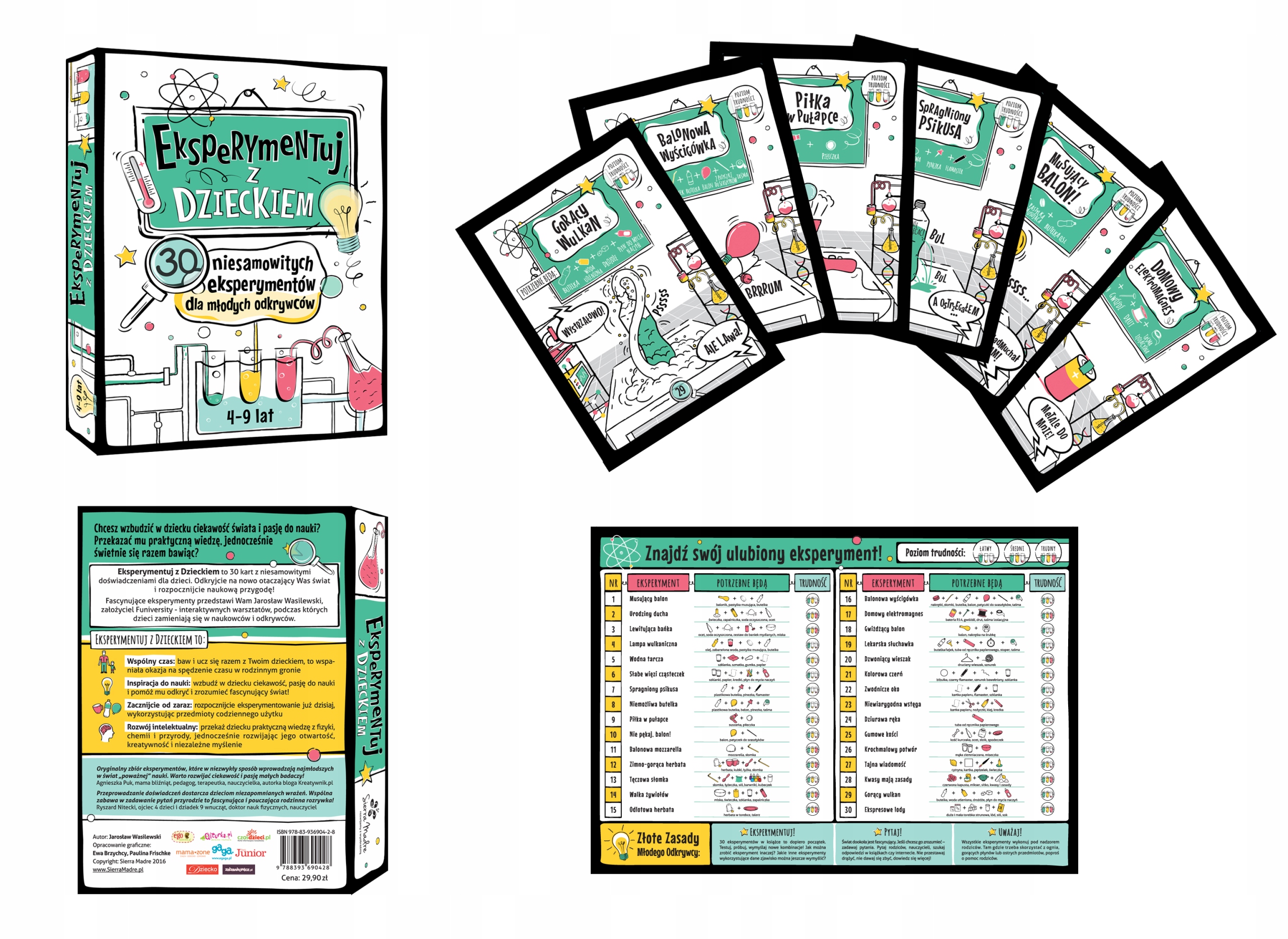 Eksperymentuj z dzieckiem - karty edukacyjne Materiał karton papier