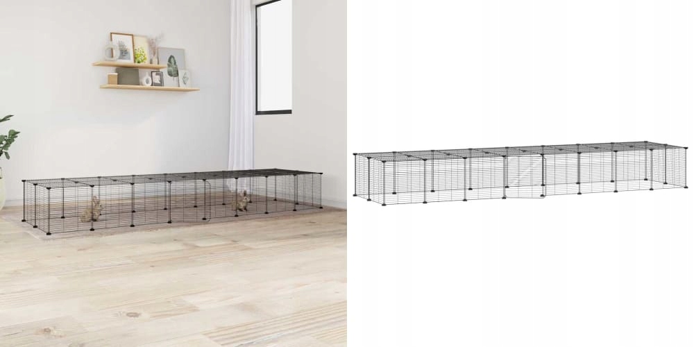 Levně Černá, Klec pro zvířata s brankou, 35 x 35 cm, 36 panelů, ocel