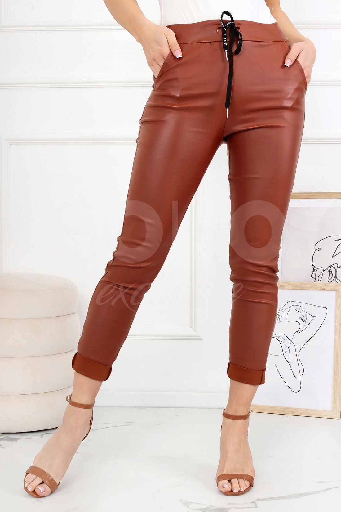 SPODNIE WYSOKI STAN GUMA SKÓRA KOLORY 44 2XL 2334 Model 2334