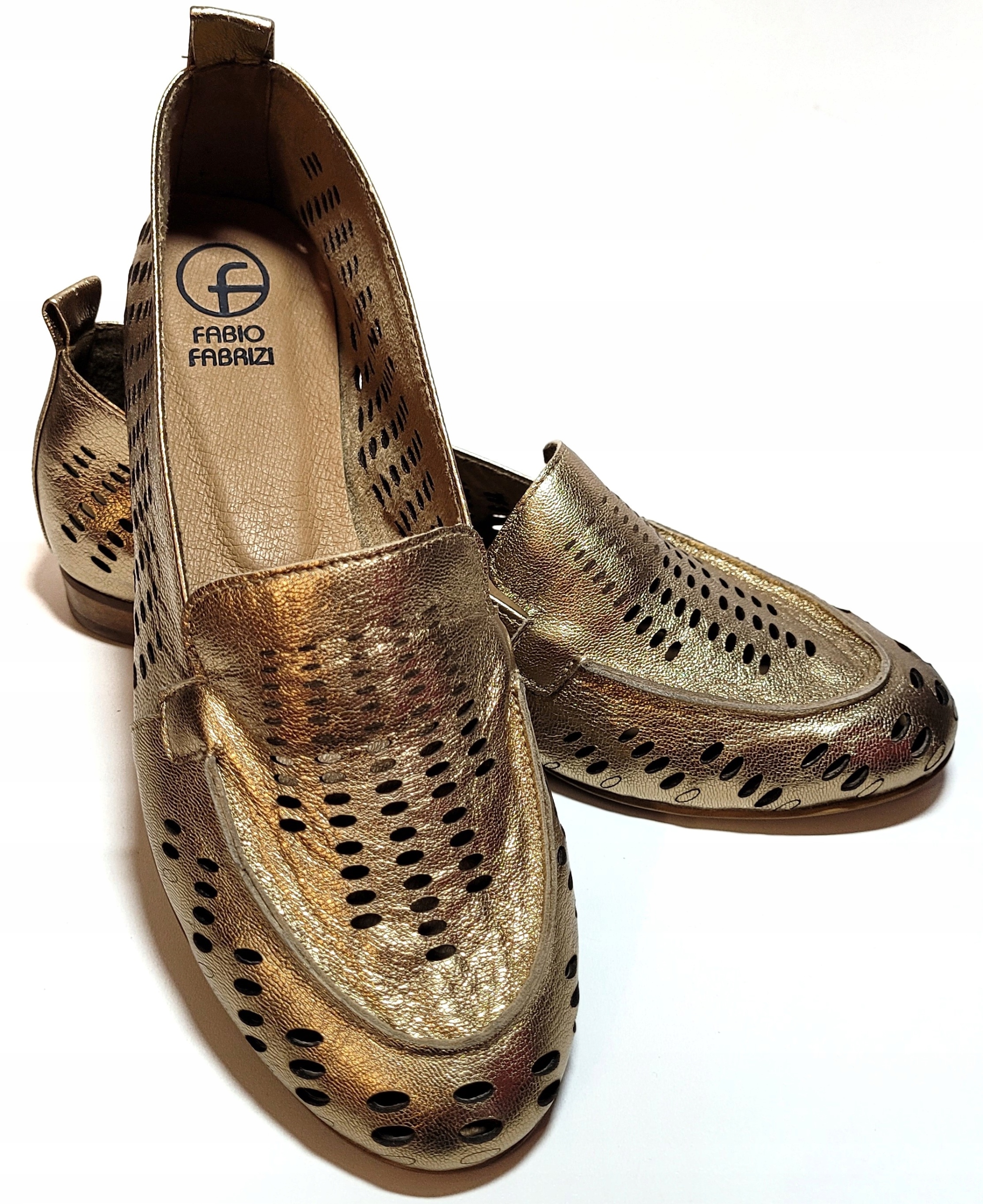 Fabio Fabrizi 888 Měděné mokasíny Ažur/kůže vel 36