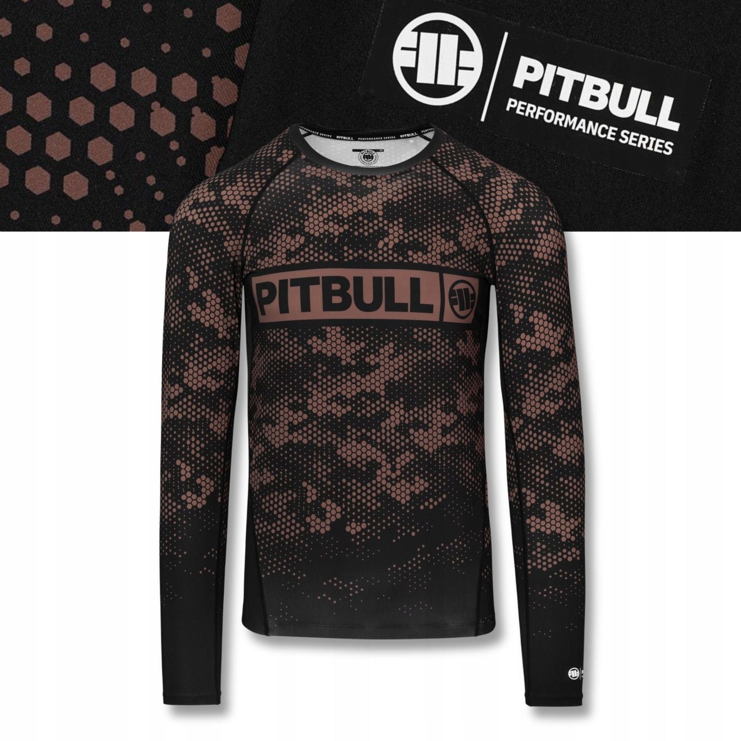 Męski Rashguard longsleeve Pitbull koszulka techniczna Hex Camo Hilltop