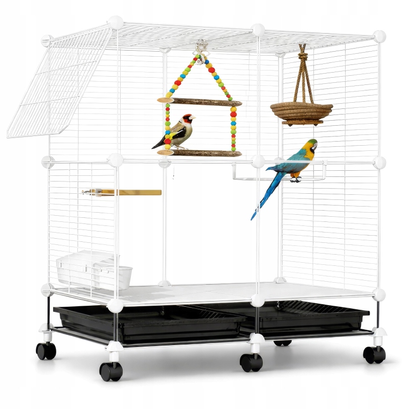 Klec Pro Ptáky Nuxie PX2 S Tácky 90x75x37cm Voliéra S Kolečky