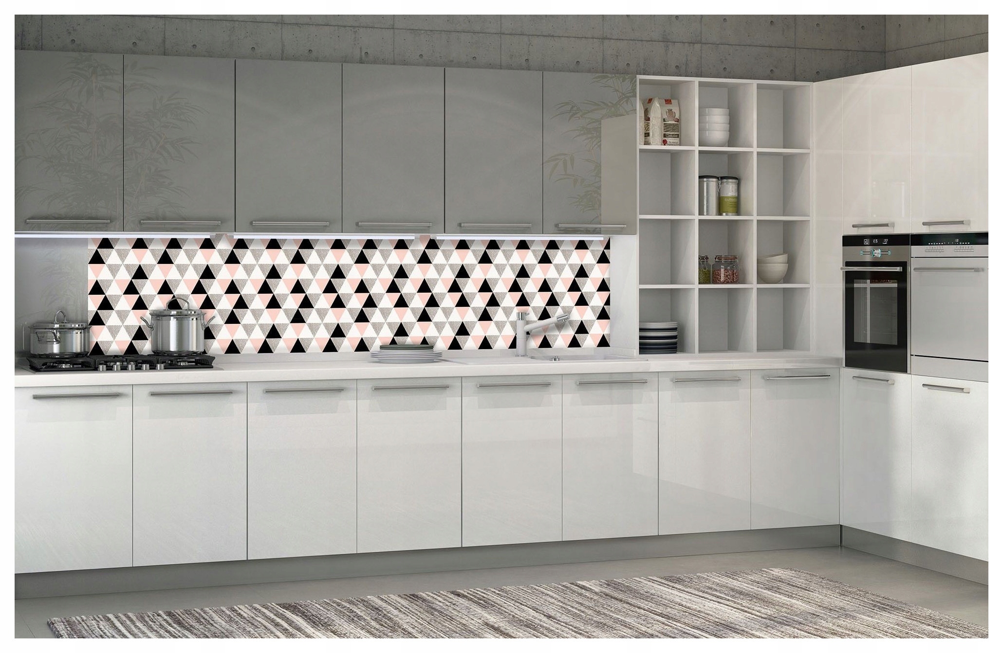 Vliesová fototapeta Geometrické trojúhelníky růží stříbro černá 250x60 lepidlo