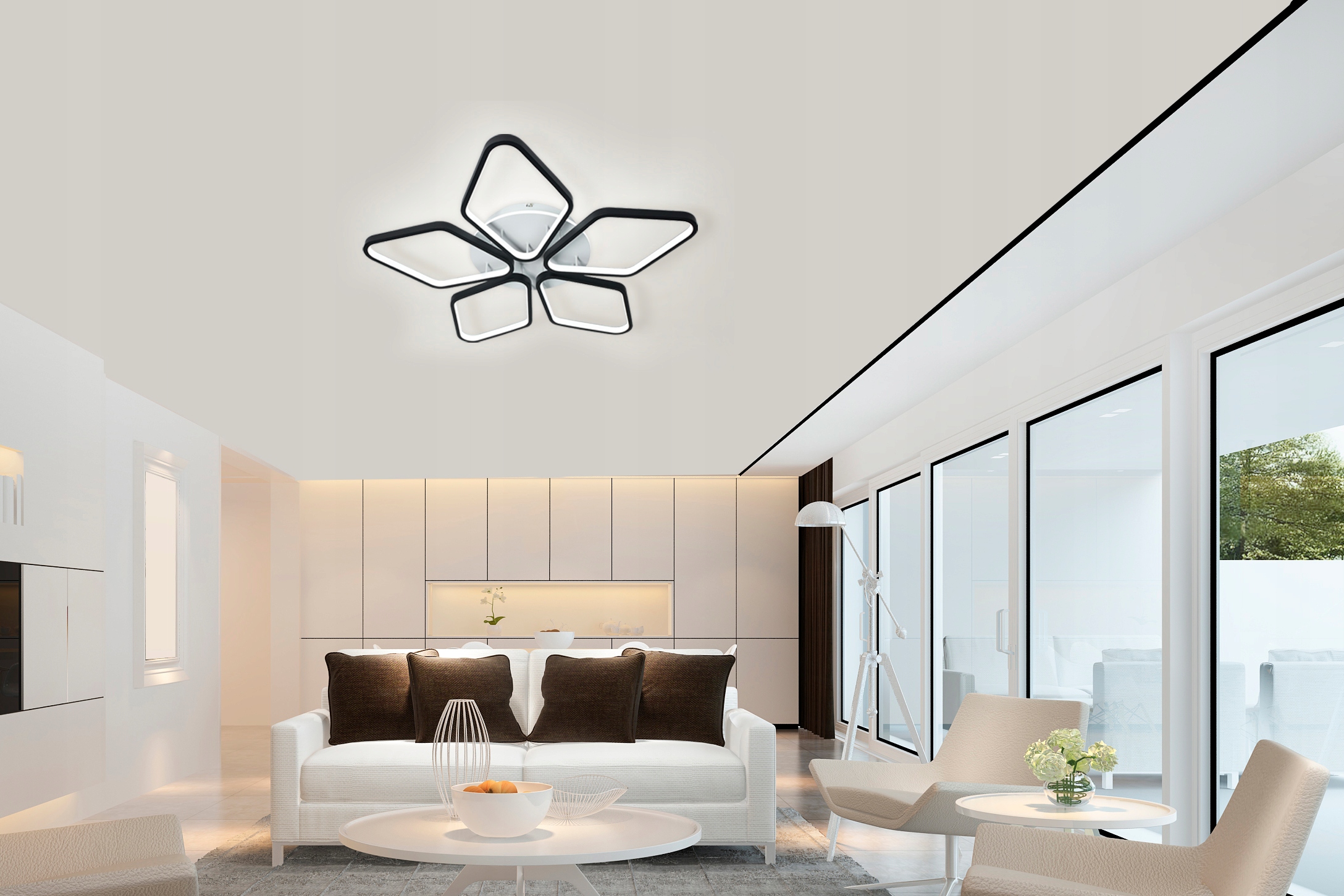 Plafon z pilotem Inteligetna lampa sufitowa LED Kolor biały czarny