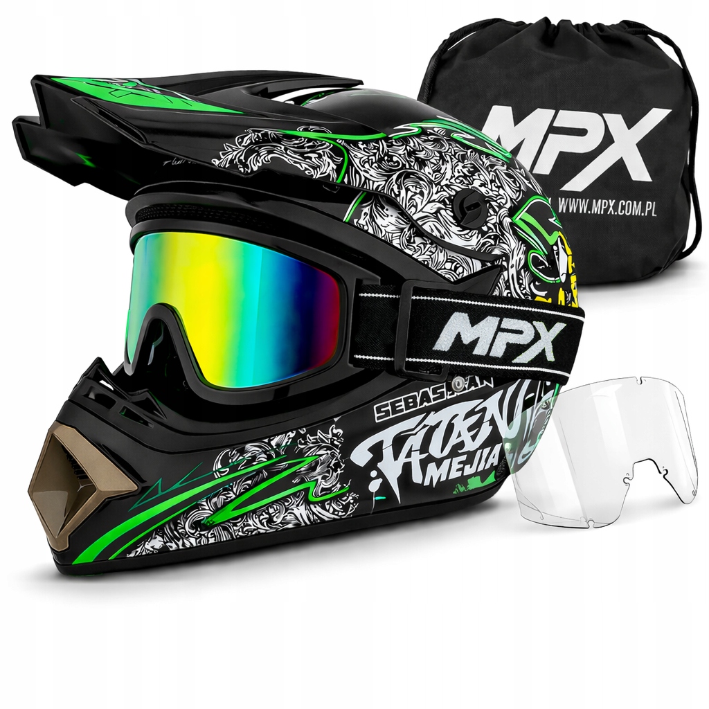 Kask Crossowy M Gogle na Corss Quad Atv Enduro Hulajnoga Bmx Mtb