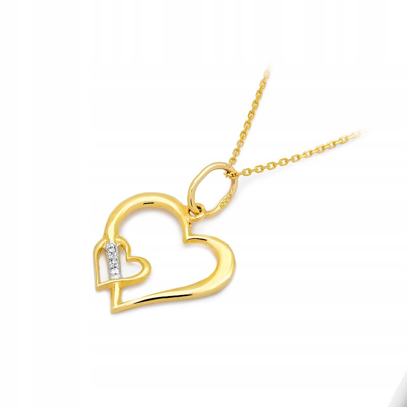 Złota zawieszka z brylantami serduszko 585 diament Marka ZŁOCISTO