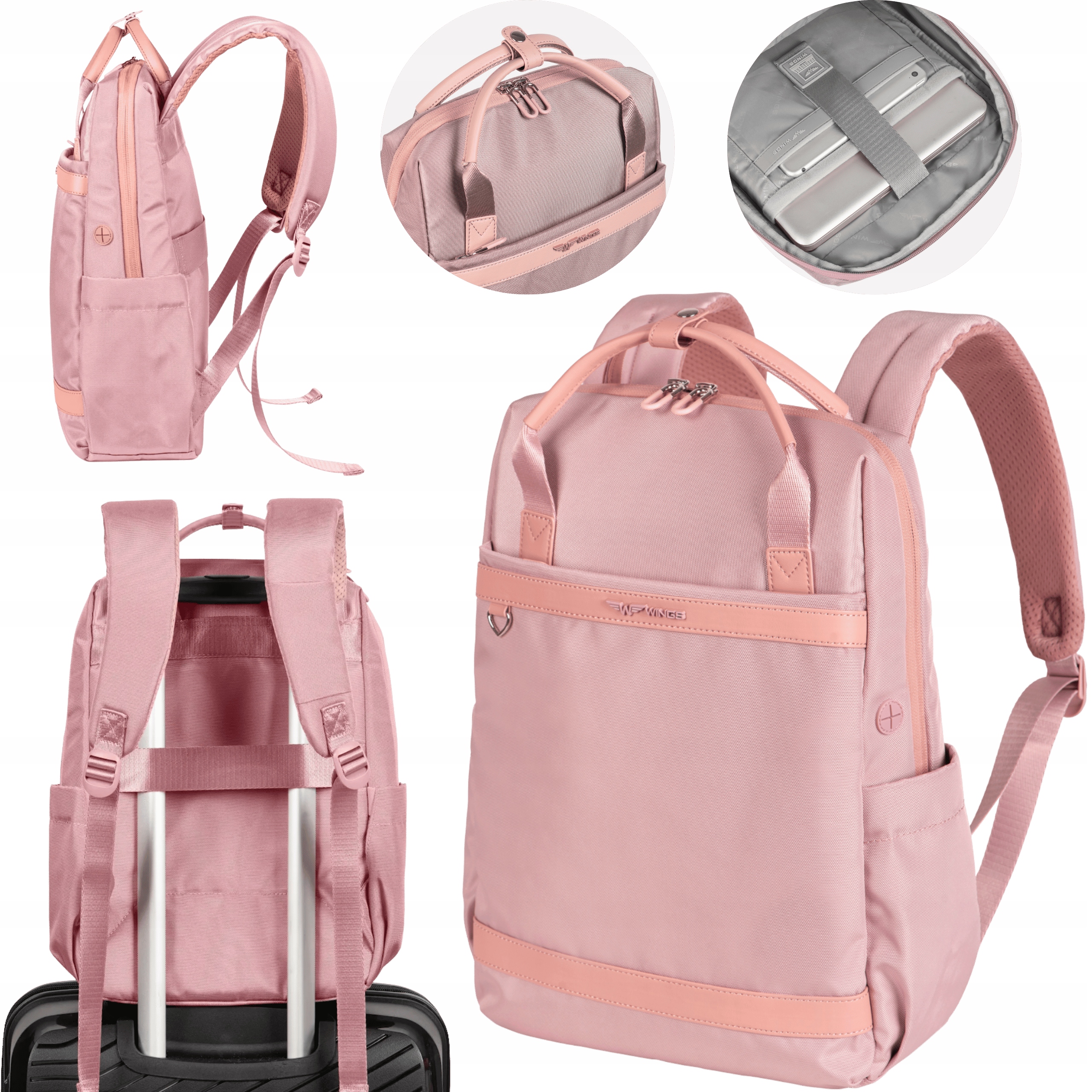 Plecak do samolotu bezpłatny Ryanair Wizzair 40x26x12 miejski damski Wings